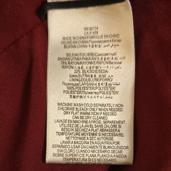 BCBGMaxAzria Red Velvet Pantsuit 2 Pieces Rayon and Silk. - Picture 10 of 16